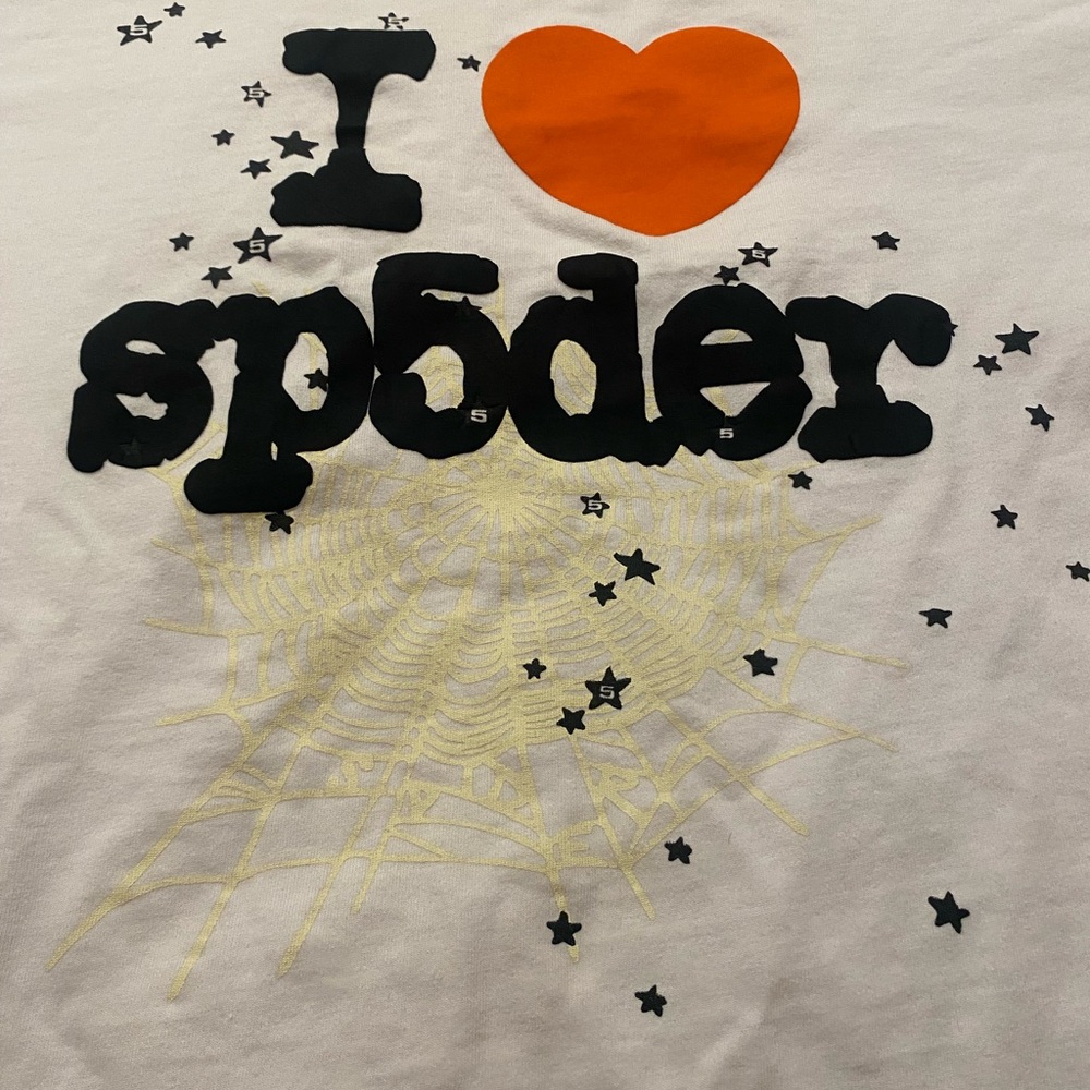 White and Red 'I Love Sp5der' Unisex T-Shirt - Picture 2 of 8